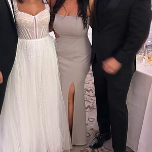 Jenny Yoo Women's Jenner Square Neckline Fit and Flare Knit Crepe Dress 8 M